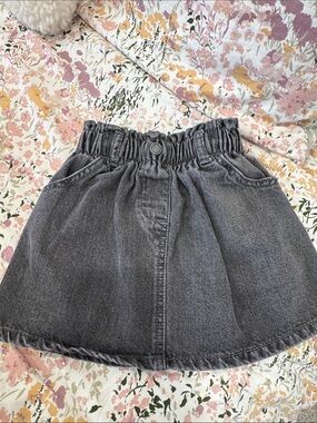 next Girls' Charcoal Elastic-Waist Denim Skirt
